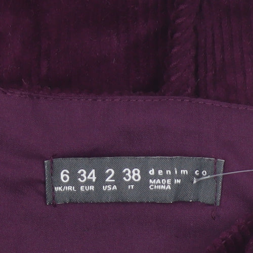 Denim Co Women Purple Bodycon Corduroy Cut Out Mini Dress Size 6