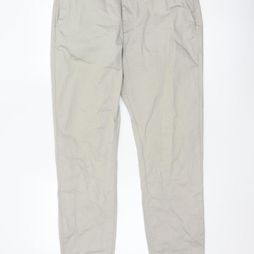 ARNE Men's Beige 34L Slim Fit Chino Trousers with Buckle Detail