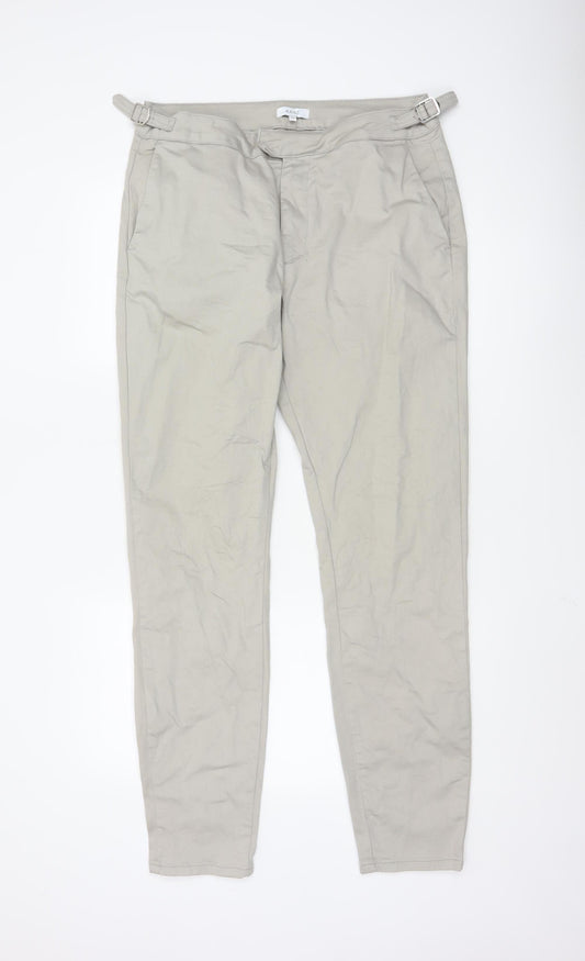 ARNE Men's Beige 34L Slim Fit Chino Trousers with Buckle Detail