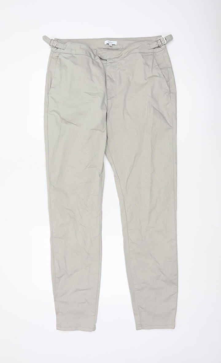 ARNE Men's Beige 34L Slim Fit Chino Trousers with Buckle Detail