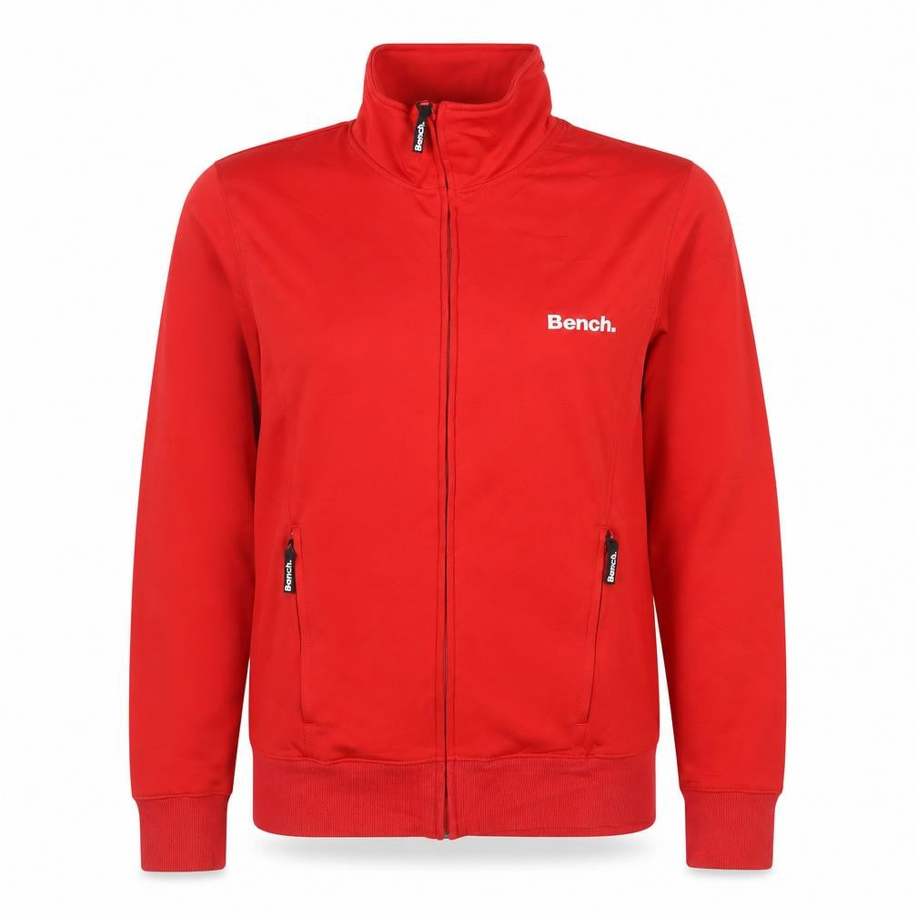 Front view of Bench Women Red Full Zip Hoodie Small Polyester Casual Jacket