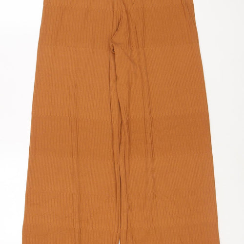 Zara Women Brown Wide-Leg Stretch Knit Trousers Size S