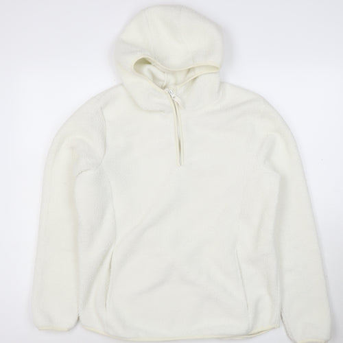 Mountain Warehouse Women’s White Fleece Hoodie UK 14 Recycled Fabric