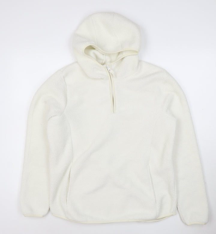 Mountain Warehouse Women’s White Fleece Hoodie UK 14 Recycled Fabric
