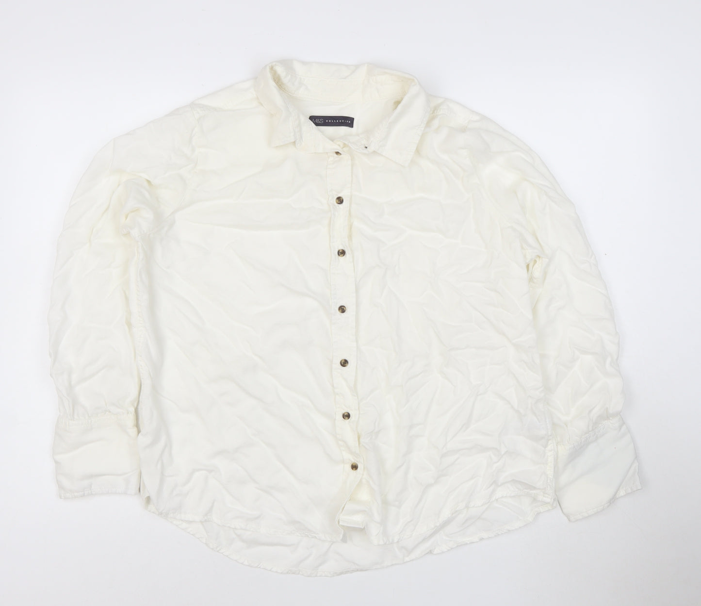 Marks and Spencer Ivory Women's Size 18 Button-Up Long Sleeve Shirt
