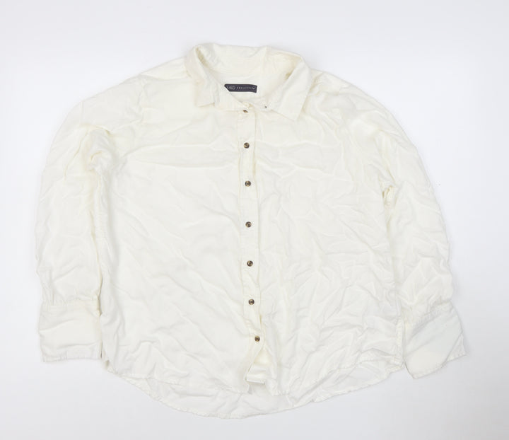 Marks and Spencer Ivory Women's Size 18 Button-Up Long Sleeve Shirt