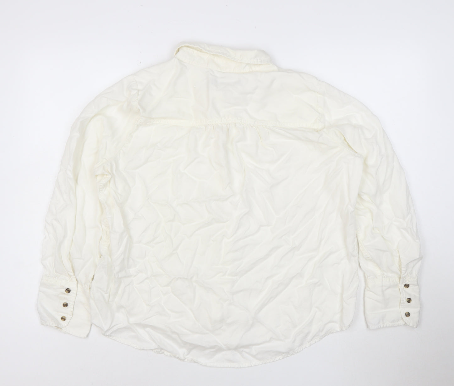 Marks and Spencer Ivory Women's Size 18 Button-Up Long Sleeve Shirt