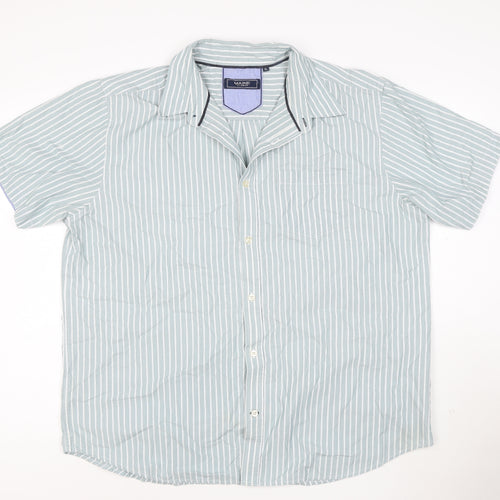 Maine New England Men's Blue Striped Short Sleeve Button-Up Shirt XL