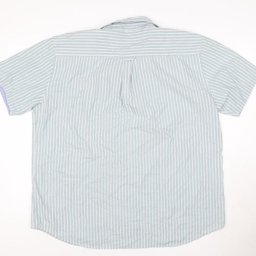 Maine New England Men's Blue Striped Short Sleeve Button-Up Shirt XL