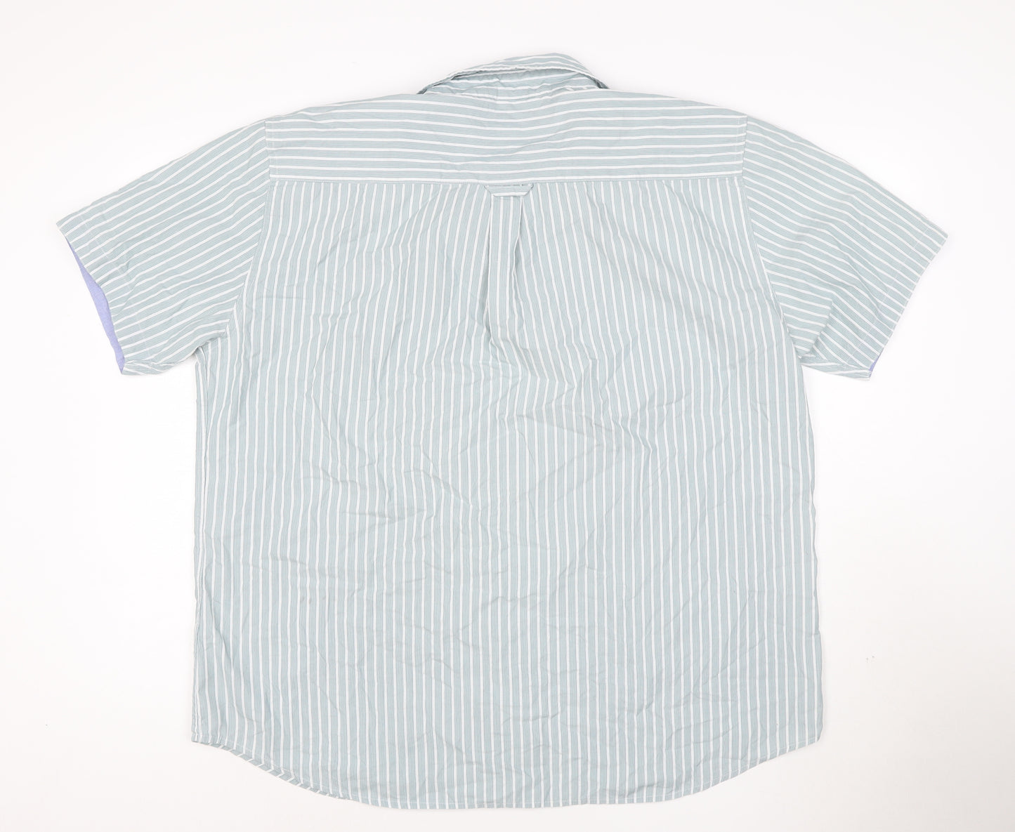 Maine New England Men's Blue Striped Short Sleeve Button-Up Shirt XL