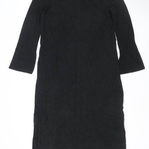 Marks and Spencer Womens Black Size 14 Shift Long Sleeve Dress