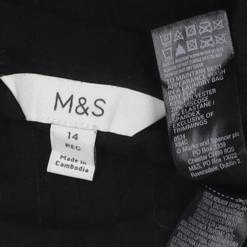 Marks and Spencer Womens Black Size 14 Shift Long Sleeve Dress