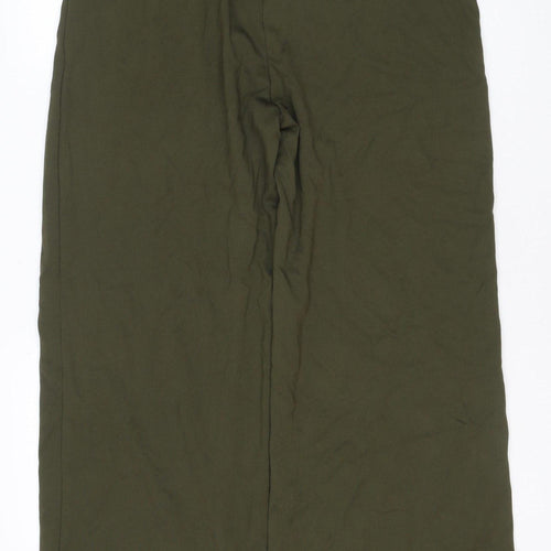 Marks and Spencer Womens Khaki Wide-Leg Trousers Size 14