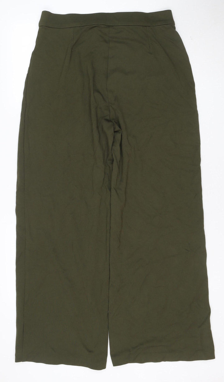Marks and Spencer Womens Khaki Wide-Leg Trousers Size 14