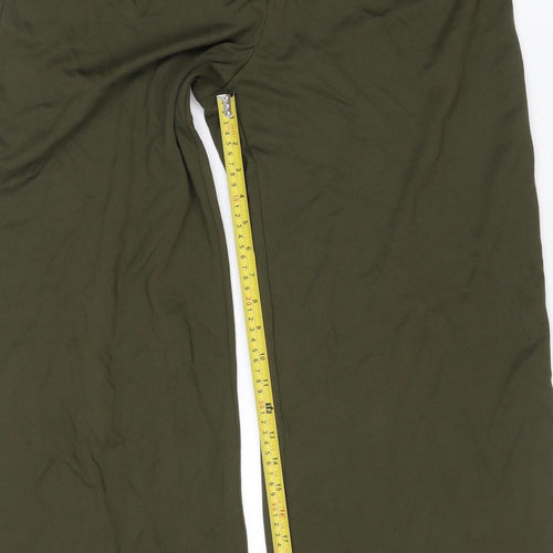 Marks and Spencer Womens Khaki Wide-Leg Trousers Size 14