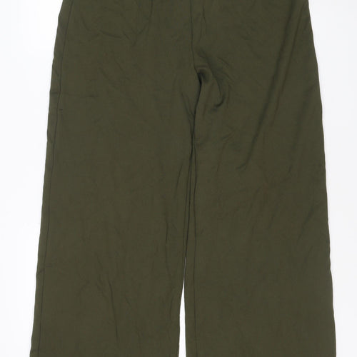 Marks and Spencer Womens Khaki Wide-Leg Trousers Size 14