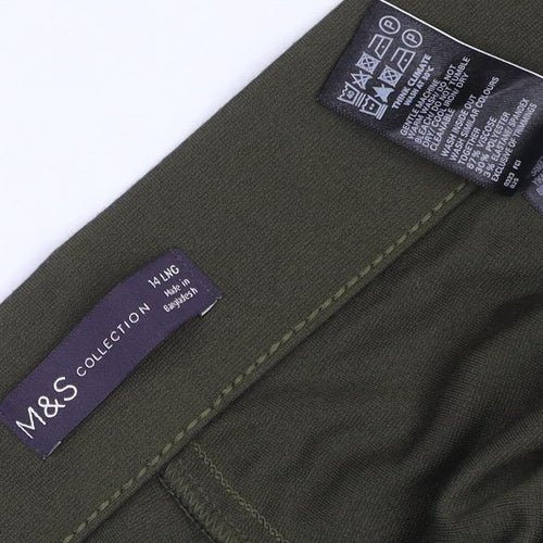 Marks and Spencer Womens Khaki Wide-Leg Trousers Size 14