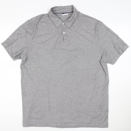 Charles Tyrwhitt Men's Grey Cotton Striped Polo Shirt Size L