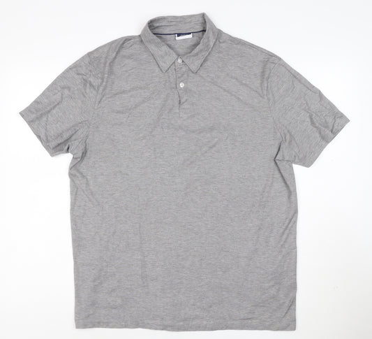 Charles Tyrwhitt Men's Grey Cotton Striped Polo Shirt Size L