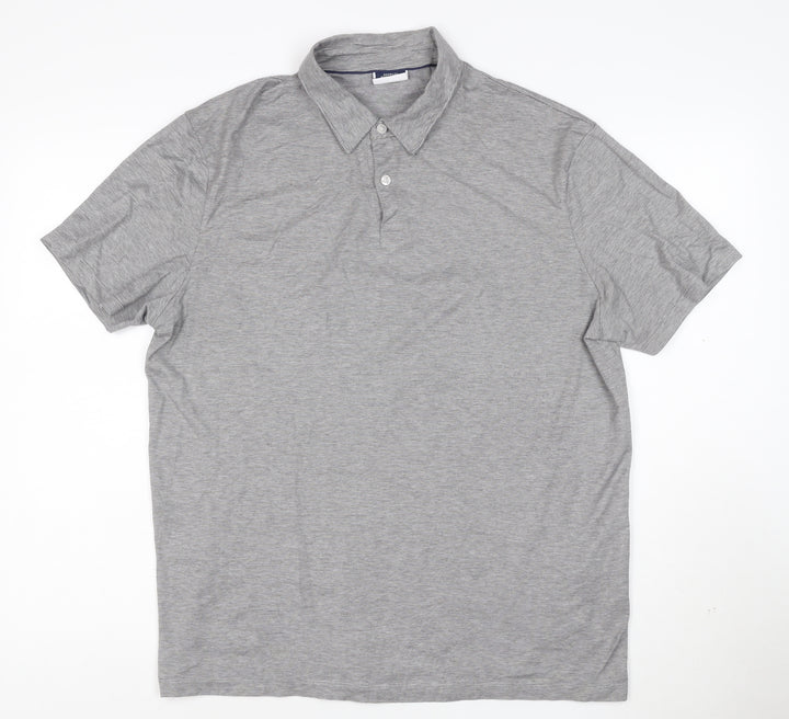 Charles Tyrwhitt Men's Grey Cotton Striped Polo Shirt Size L