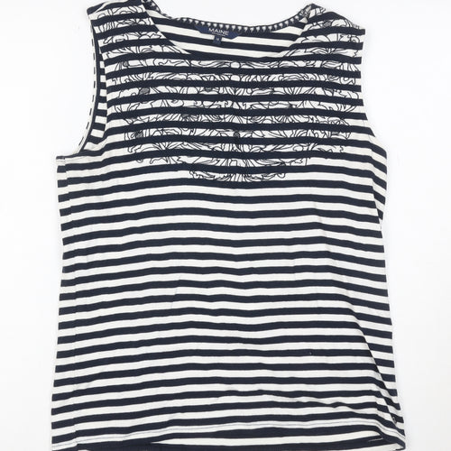 Maine New England Women's Blue Striped Cotton Sleeveless Tank Top Size 16