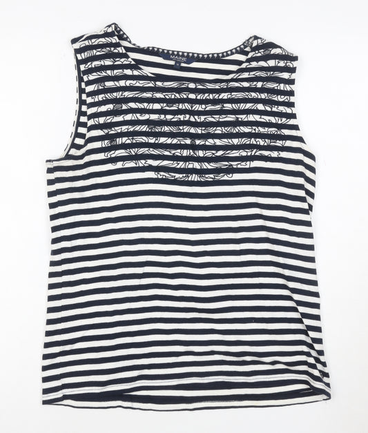 Maine New England Women's Blue Striped Cotton Sleeveless Tank Top Size 16