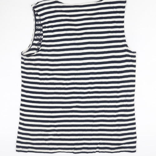Maine New England Women's Blue Striped Cotton Sleeveless Tank Top Size 16