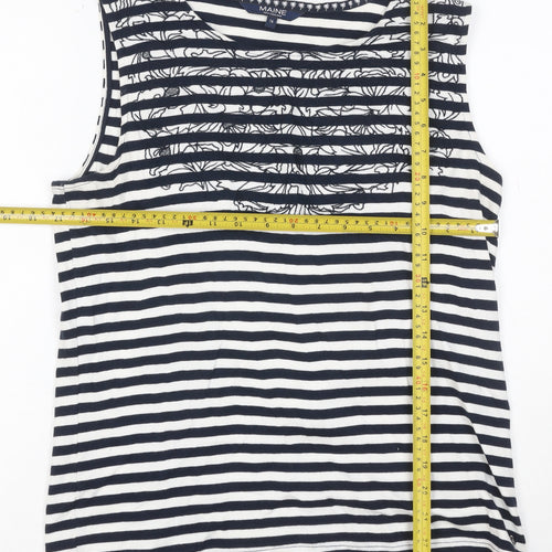 Maine New England Women's Blue Striped Cotton Sleeveless Tank Top Size 16