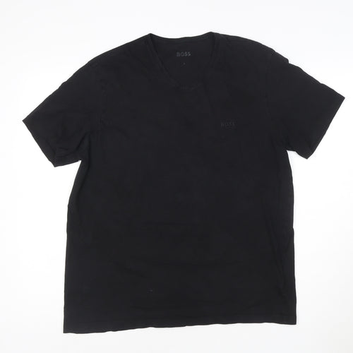 BOSS Men's Black V-Neck Cotton T-Shirt Size L