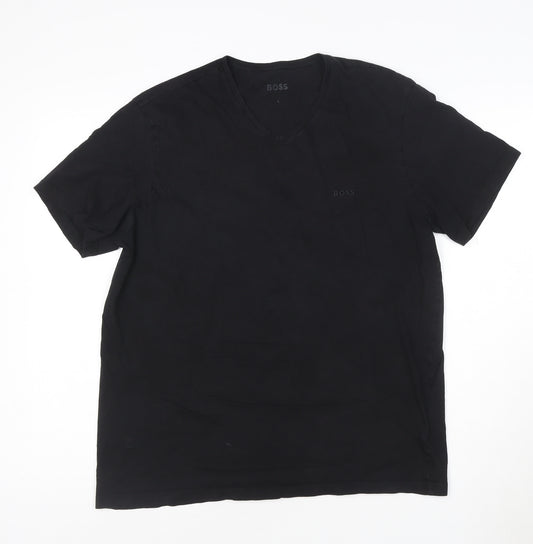 BOSS Men's Black V-Neck Cotton T-Shirt Size L