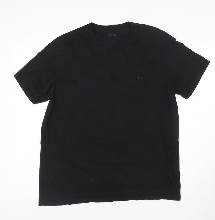 BOSS Men's Black V-Neck Cotton T-Shirt Size L
