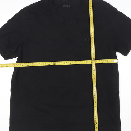 BOSS Men's Black V-Neck Cotton T-Shirt Size L