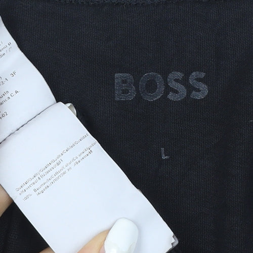 BOSS Men's Black V-Neck Cotton T-Shirt Size L