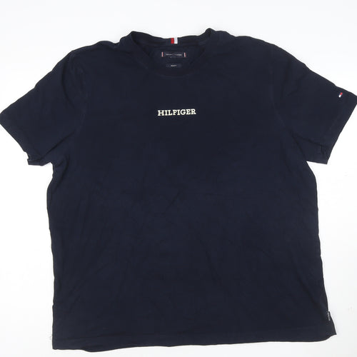 Tommy Hilfiger Men's Blue 3XL Regular Fit Cotton Crew Neck T-Shirt