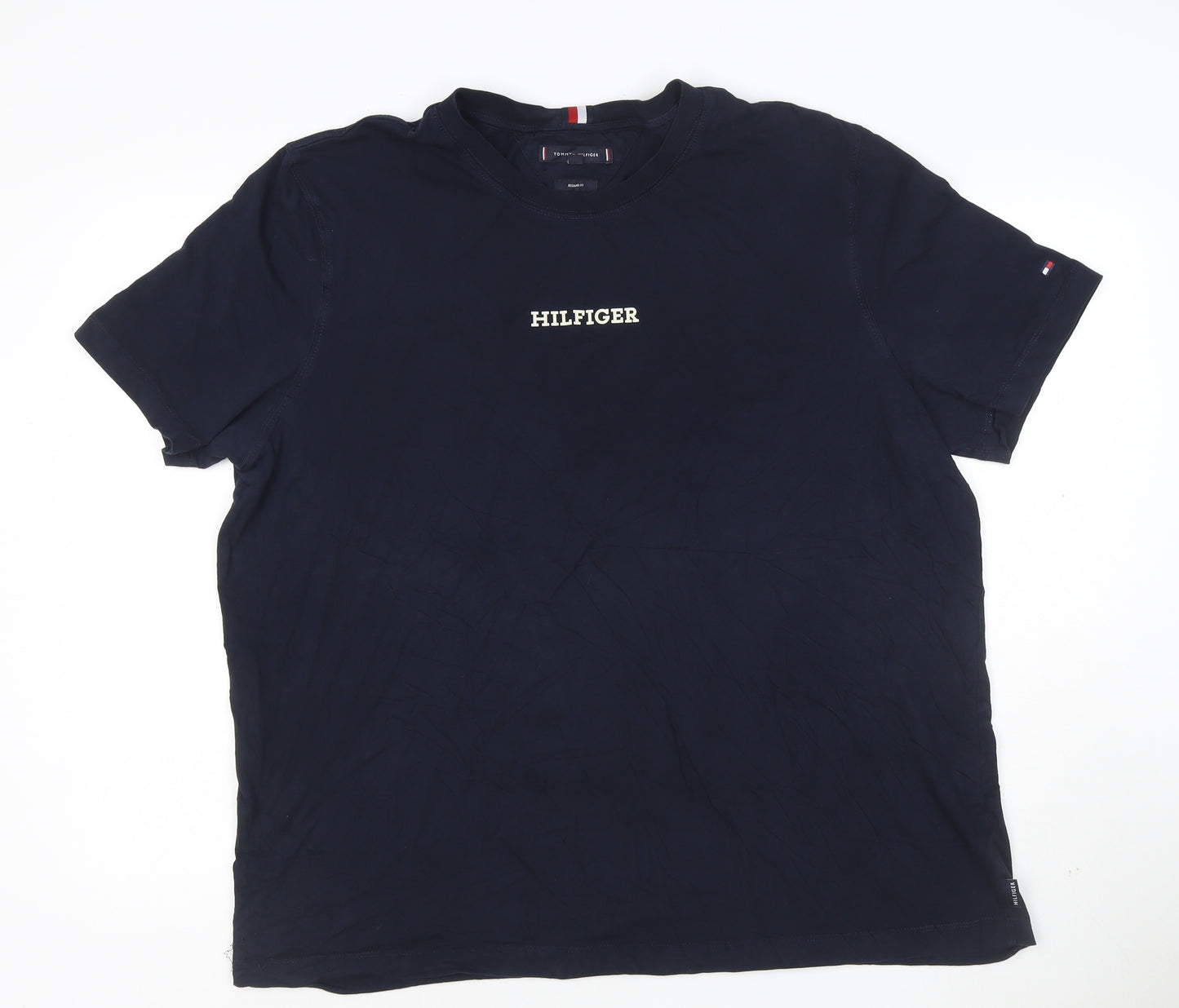 Tommy Hilfiger Men's Blue 3XL Regular Fit Cotton Crew Neck T-Shirt