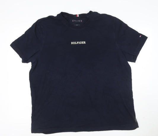 Tommy Hilfiger Men's Blue 3XL Regular Fit Cotton Crew Neck T-Shirt