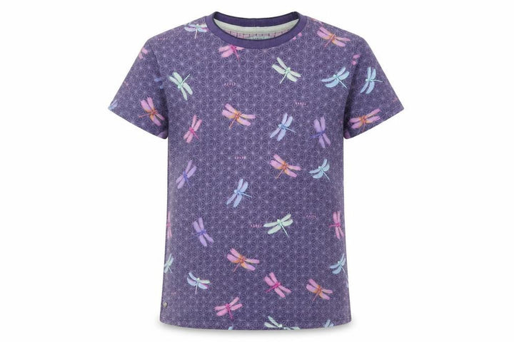 Baker by Ted Baker Girls Purple Dragonfly Print Cotton T-Shirt Age 11-12
