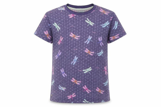 Baker by Ted Baker Girls Purple Dragonfly Print Cotton T-Shirt Age 11-12