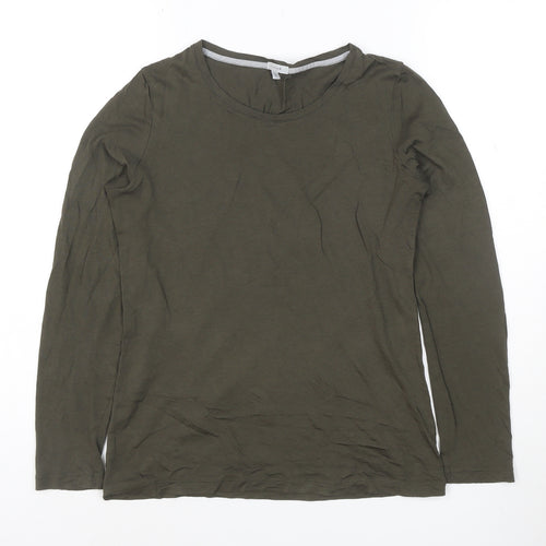Jigsaw Women Green Modal Cotton Long Sleeve Crew Neck T-Shirt Size S