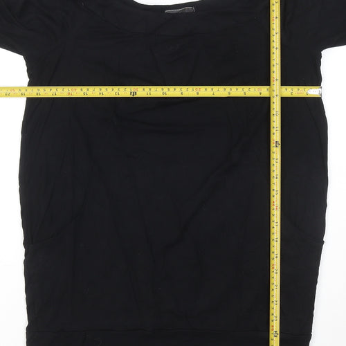 River Island Women's Black Size 10 Short Sleeve Jersey Top