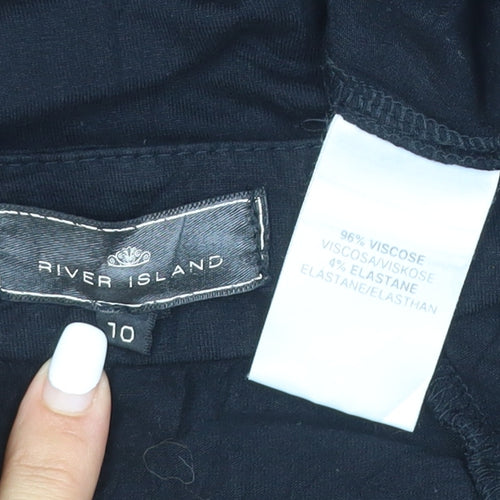 River Island Women's Black Size 10 Short Sleeve Jersey Top