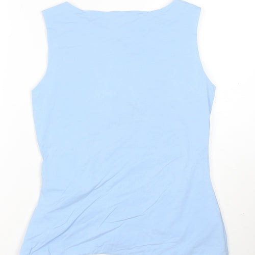 Hobbs Women Blue Sleeveless Jersey Cotton Stretch Tank Top Size M