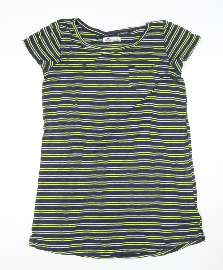 Hollister Women's Blue Striped Short Sleeve Cotton Modal T-Shirt Size S