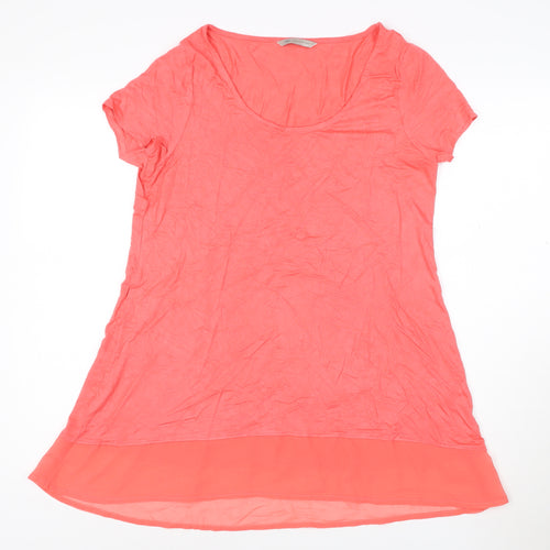 Marks and Spencer Womens Pink Size 14 Short Sleeve Scoop Neck Jersey Top