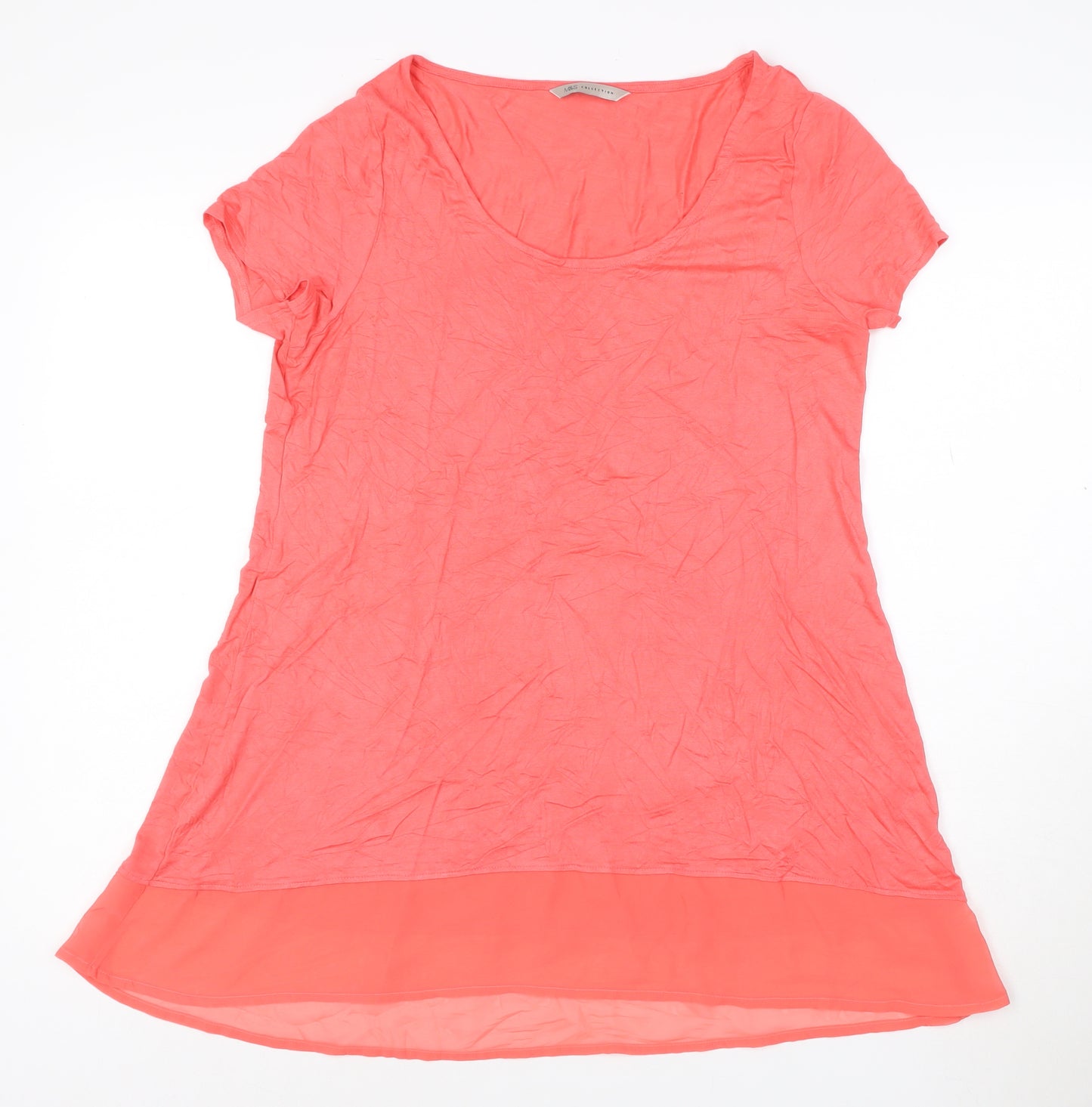 Marks and Spencer Womens Pink Size 14 Short Sleeve Scoop Neck Jersey Top