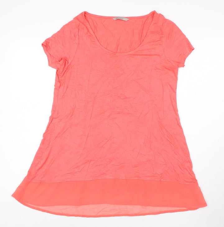 Marks and Spencer Womens Pink Size 14 Short Sleeve Scoop Neck Jersey Top