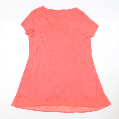 Marks and Spencer Womens Pink Size 14 Short Sleeve Scoop Neck Jersey Top