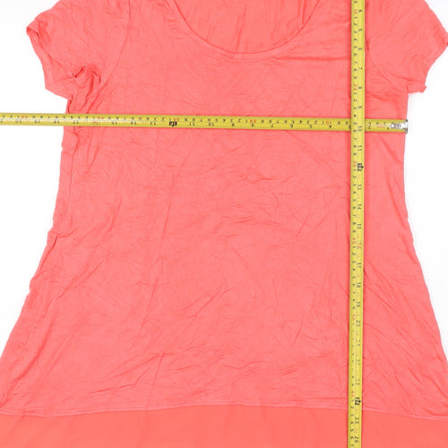 Marks and Spencer Womens Pink Size 14 Short Sleeve Scoop Neck Jersey Top
