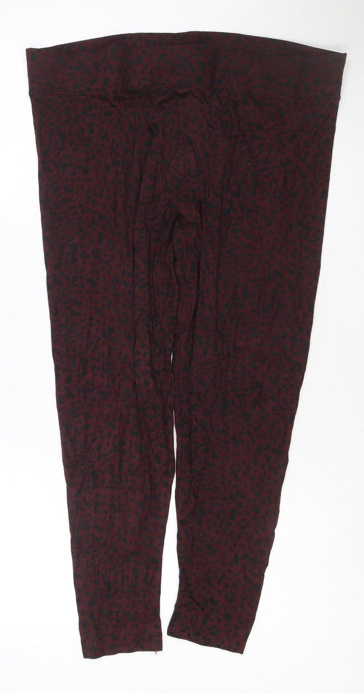 Marks and Spencer Women Burgundy Animal Print Viscose Stretch Leggings Size 20
