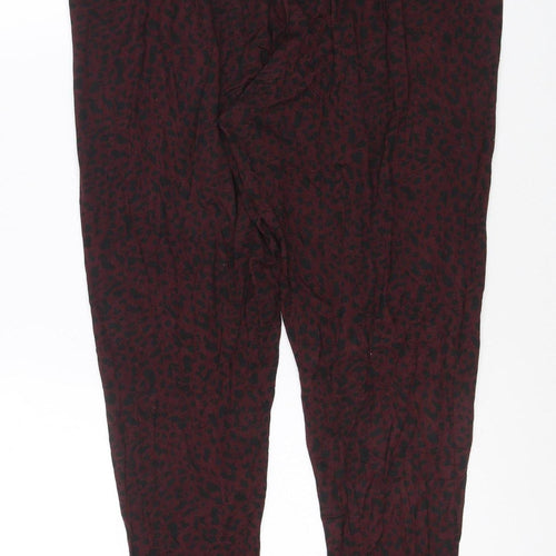 Marks and Spencer Women Burgundy Animal Print Viscose Stretch Leggings Size 20